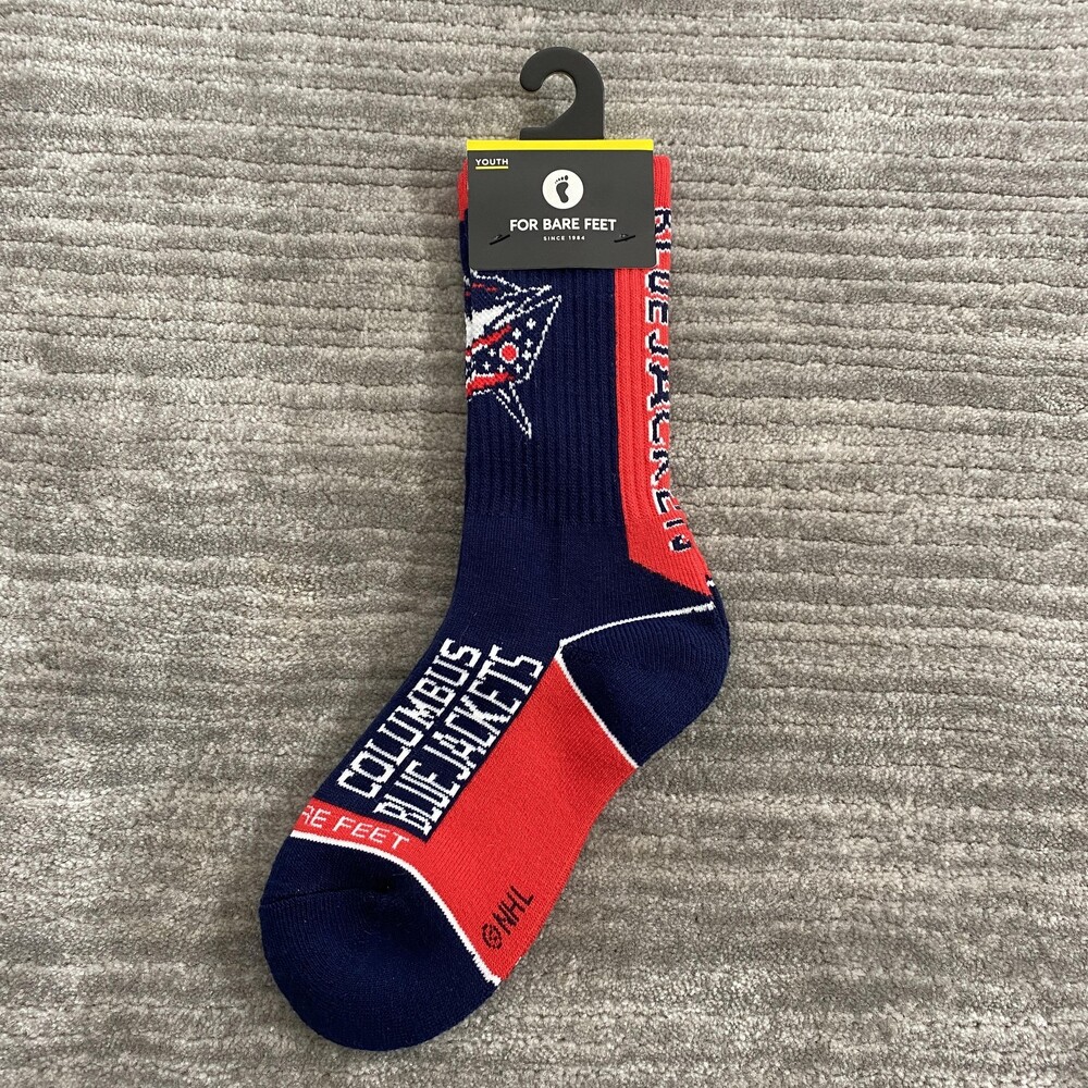 Columbus Blue Jackets Socks Youth NHL Hockey Crew Knit MVP Navy Red Team Logo